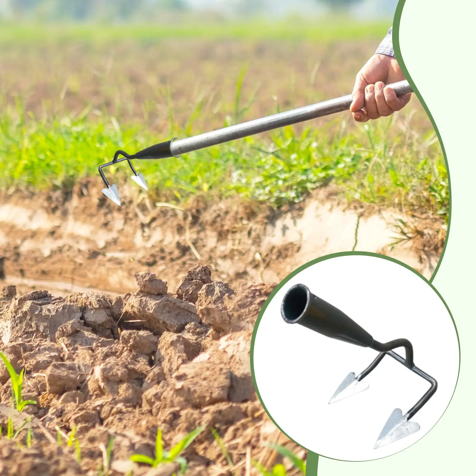 Compact Garden Hoe Weeding Tool Efficient Plowing Soil Loosening Heavy Duty Gardening Utensil for Patio Weed Removal