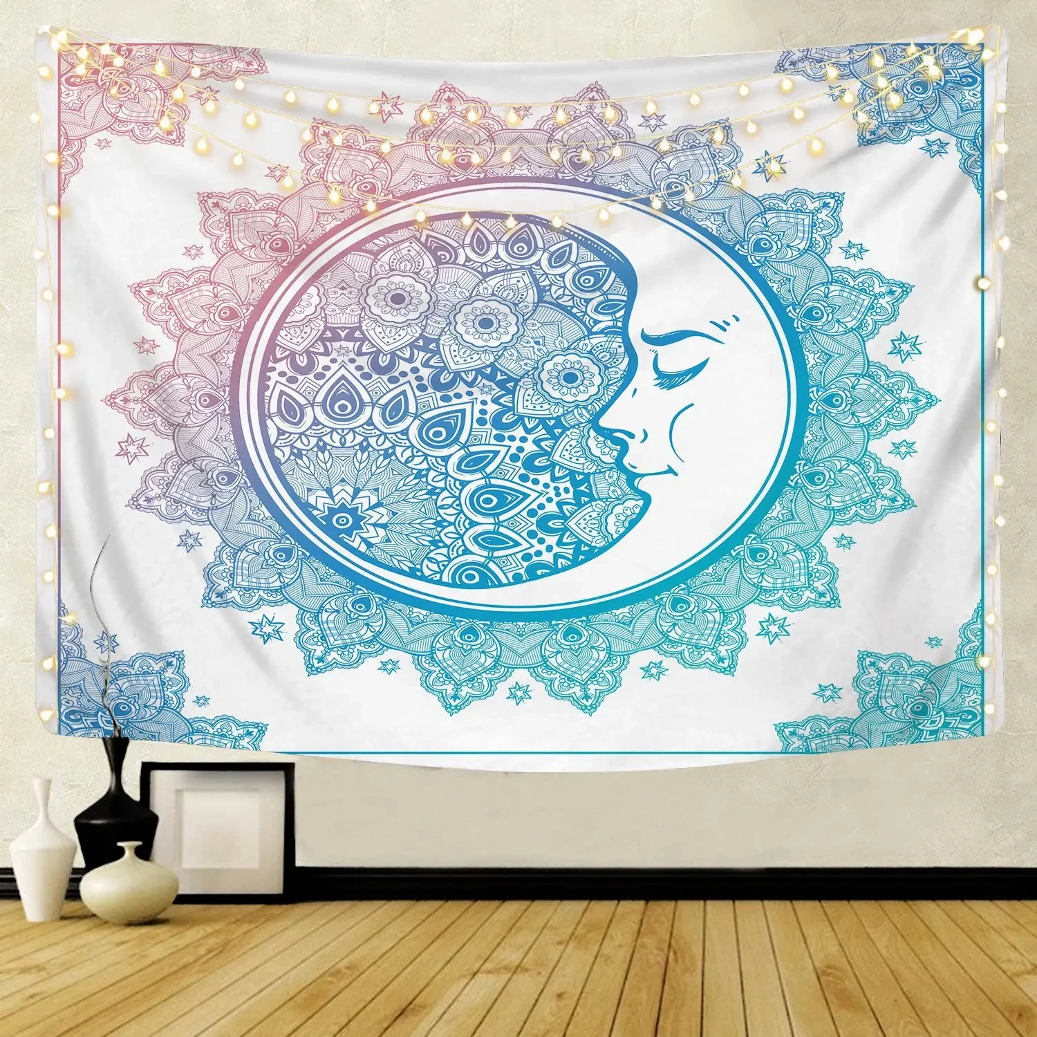 VIKAMA Moon Phase Mandala Tapestry Wall Hanging, 6 Assorted Designs, Wall Art Decor for Bedroom Living Room