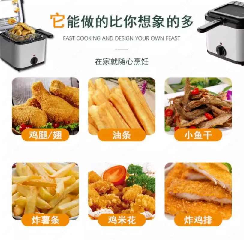 3-in-1 Electric Deep Fryer - Self-Heating Oil Fry Pan for Fries/Donuts with Adjustable Thermostat & Timer