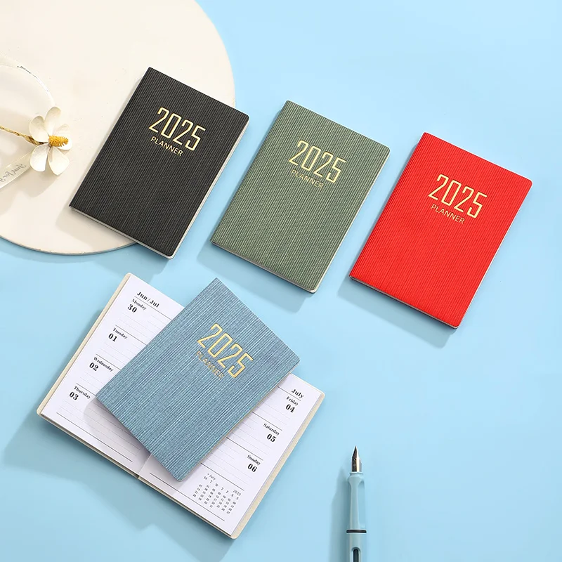 A7 2025 Pocket Planner 365-Day Daily Weekly Schedule Notebook Compact Calendar Journal School Office Portable Agenda Organizer