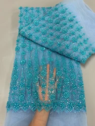 Luxury African Sequins Embroidery Beaded Mesh Fabric 2025High Quality Bride Tulle Lace Fabric Ghana Lace For Women Wedding Party