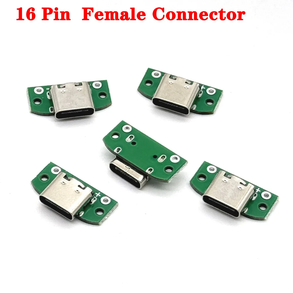 USB 3.1 type c Female Connectors Jack Tail 16pin usb Male Plug Electric Terminals welding DIY data cable Support PCB Board