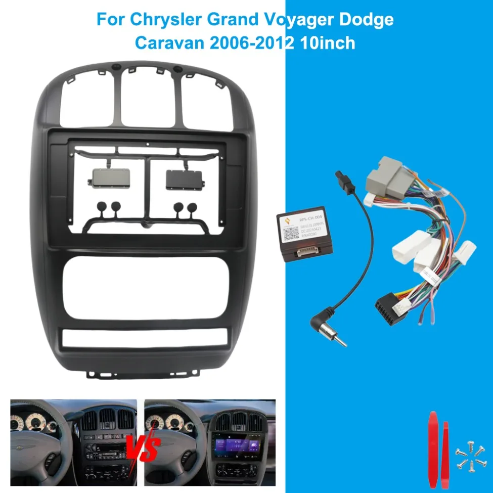 10.1 Inch Car Radio Fascia Frame for Chrysler Grand Voyager 2006-2012 for Dodge Caravan 2006-2012 Dash Panel Mount Trim Kit
