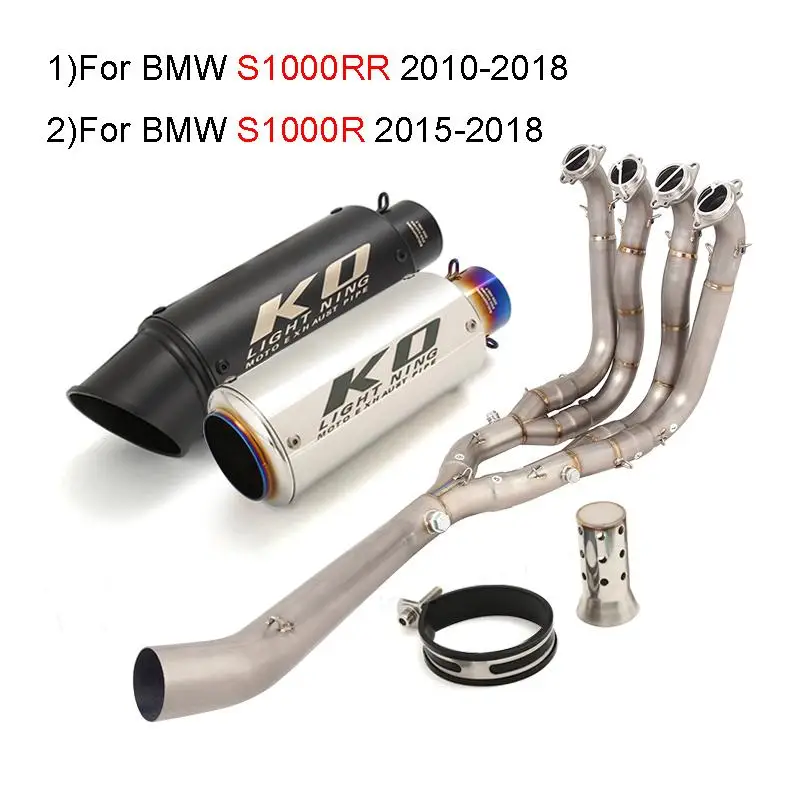 

For BMW S1000RR 2010-2018 S1000R 2015-2018 Slip On Exhaust System Header Link Pipe Slip On 51mm Muffler Silencer Titanium Alloy