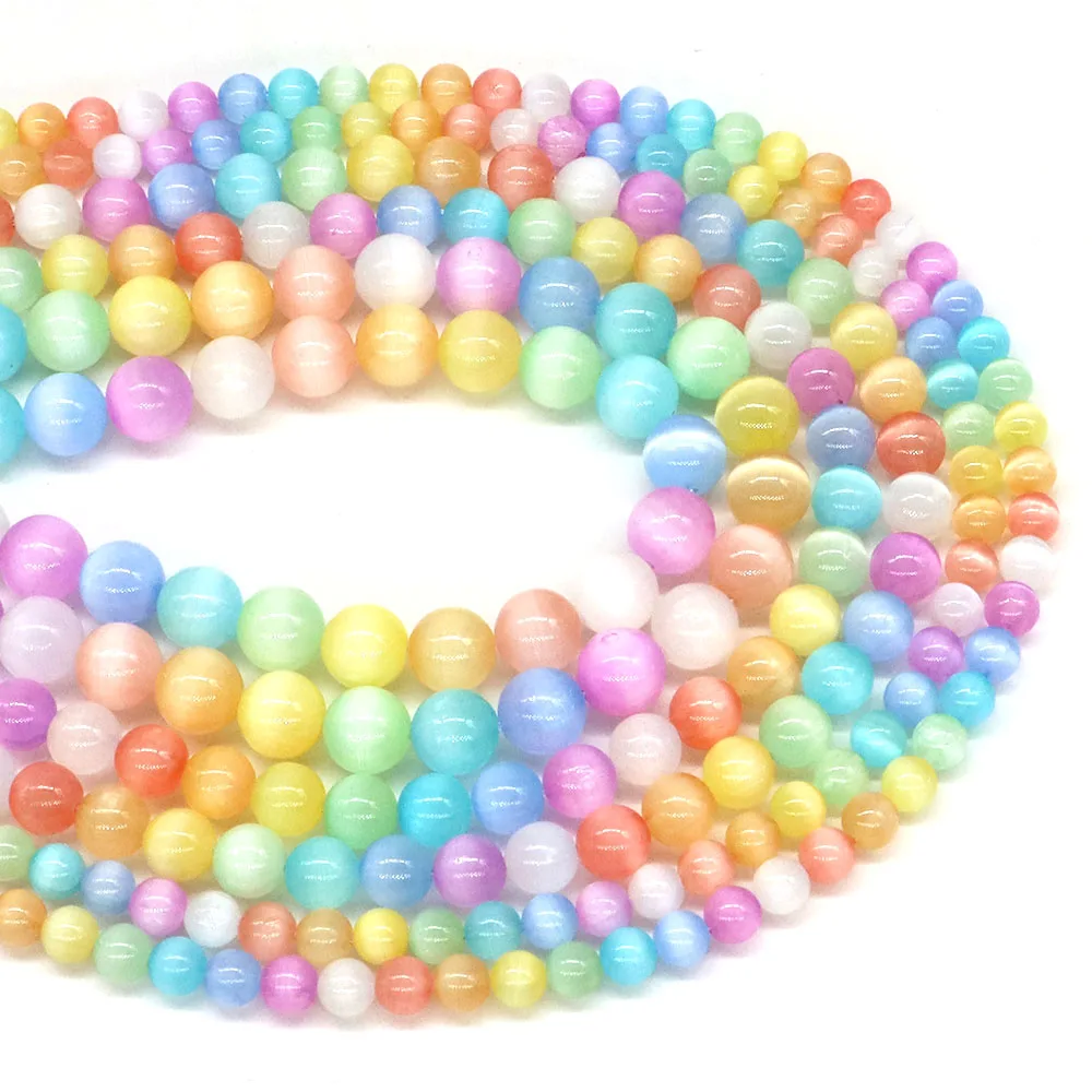 Natural Stones Dyed Color Multi Color Selenite Beads Round Loose Spacer Gypsum Bead for Jewelry Making DIY Bracelets Accessories