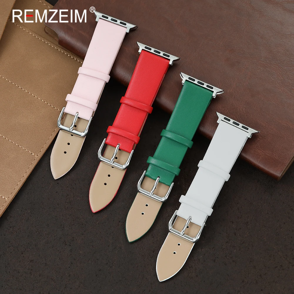 Damen-Uhrenarmband aus weichem PU-Leder für Apple Watch 1-11 Ultra SE, ultradünnes, lässiges Uhrenarmband für iWatch 38-49 mm, alle Größen