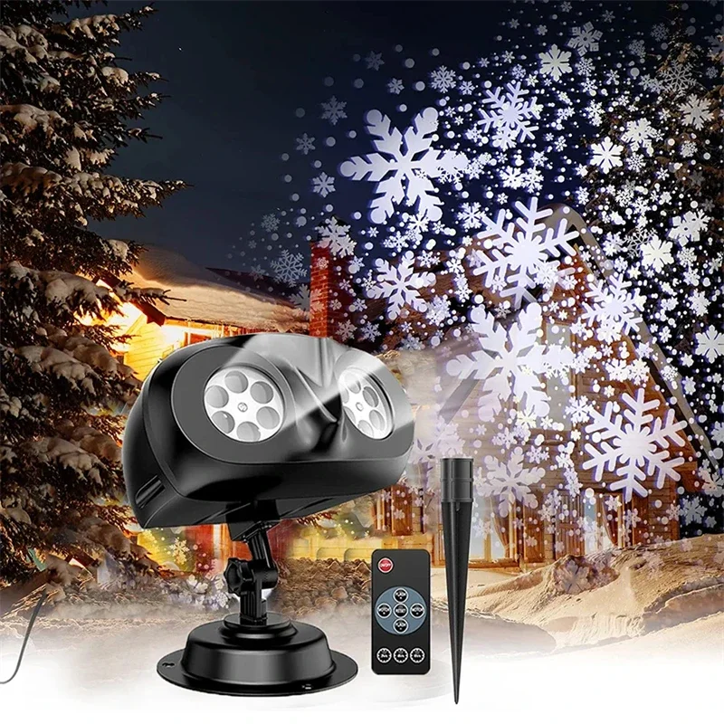 

2025 NEW Snow Projector Lights, Dynamic Rotating Snowflake Projection Light Outdoor, IP65 LED Snow Spotlight Lightning or Hallow