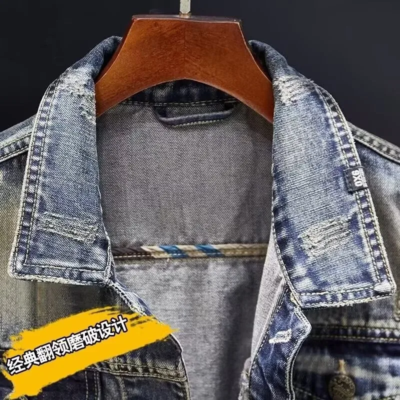 2023 winter denim jacket male Fashion Trench coat men jeans Jacket Men\'s Casual jackts autumn men classic style denim Coat M-4XL