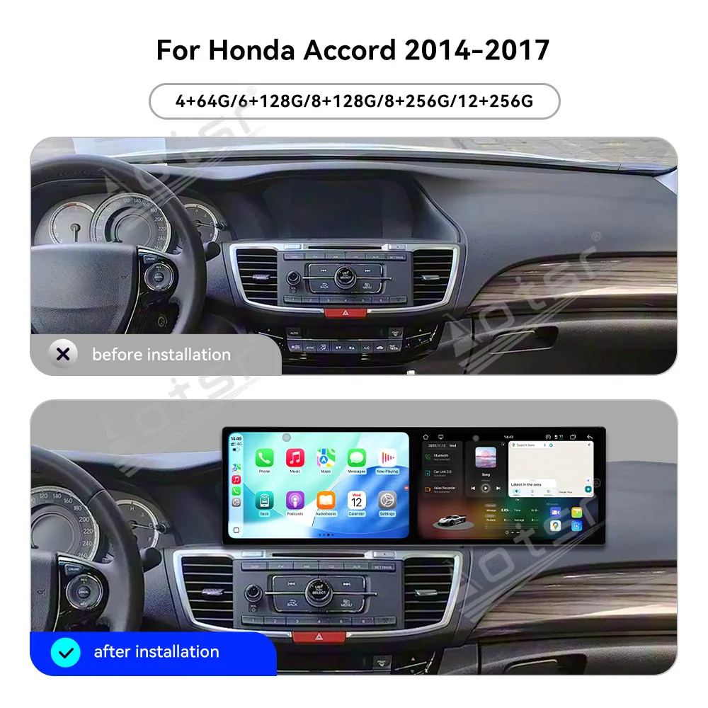 Premium Dual 10.1 Inch HD Screen GPS Navigation Carplay Car Radio For Honda 9th Gen Accord 2014-2017 Car Multimedia Upgrade
