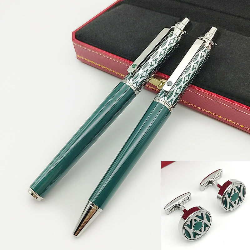 

AGD Santos Top Quality CT All Metal Green and Silver Barrel Roller Ball Pen Ballpoint Pen With Serial Number Luxury Stationery