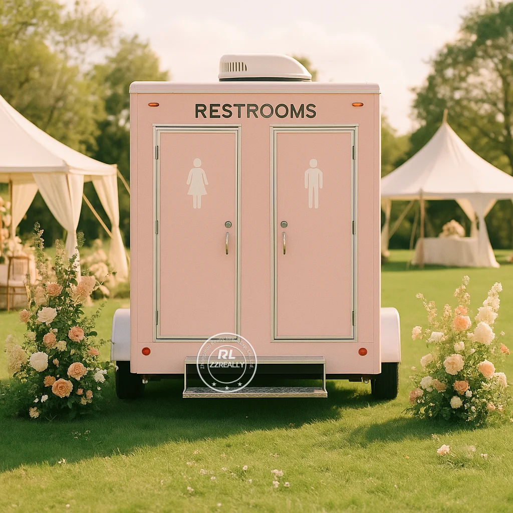 NEW Hot Sale 2 Station Mobile Luxury Toilet Trailer Portable Bathroom Trailers Restroom Trailers for Events Wedding