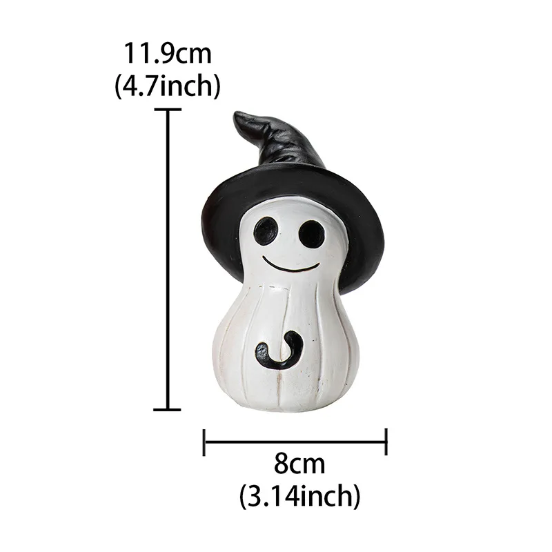 Resin Small White Ghost Figurines Ghosts with Witch Hats Cute Ghost Statue for Spooky Halloween Decor for Indoor Halloween Party