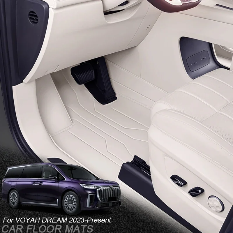 Custom Nappa Leather Car Foot Protect Mat Anti-Slip Luxury Waterproof Floor Pad Auto Accessory For VOYAH DREAM 2023-Present view 2