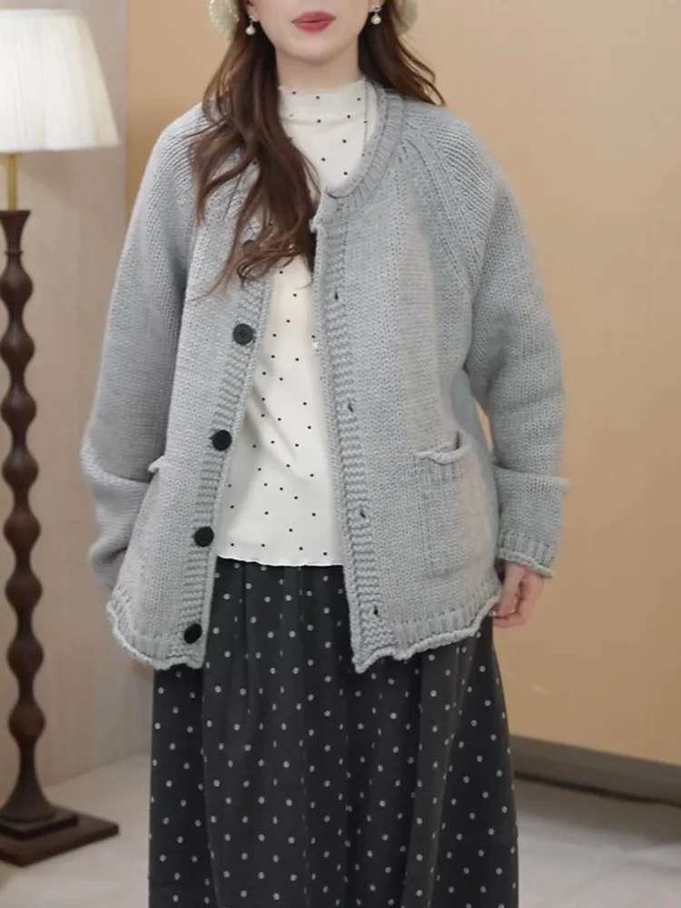 

ay Lazy Sle Women's Sweater Coat Loose Slimming Knitted Open Cardigan Top Autumn New Arrival plus Size Korean Version