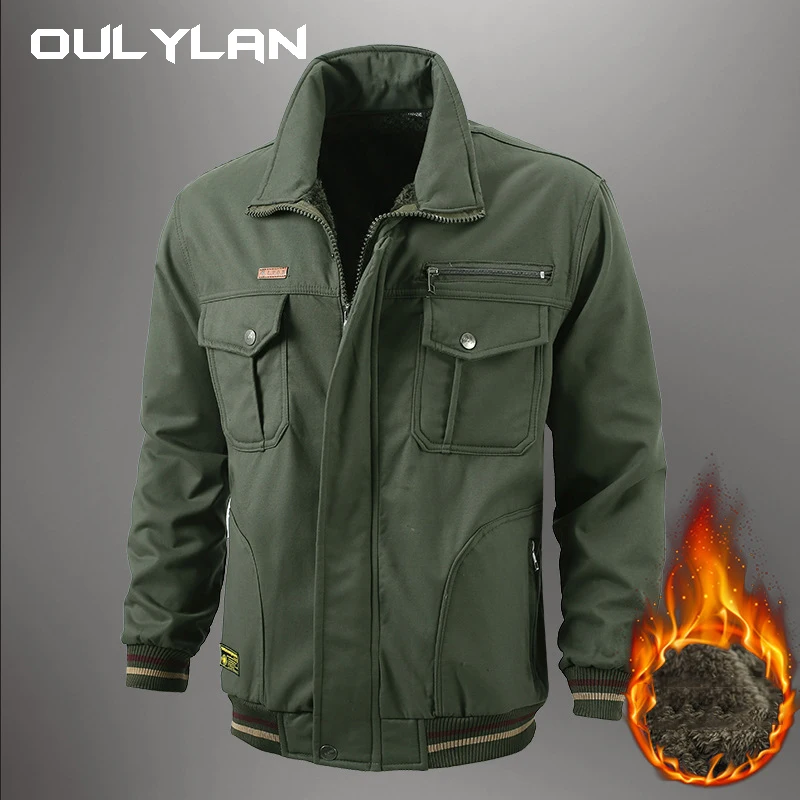 

Outdoor Durable Army Thick Men's Jackets Turn-Down Collar and Single Breasted Casual Wear and Mechanics Cargo Canvas Jackets