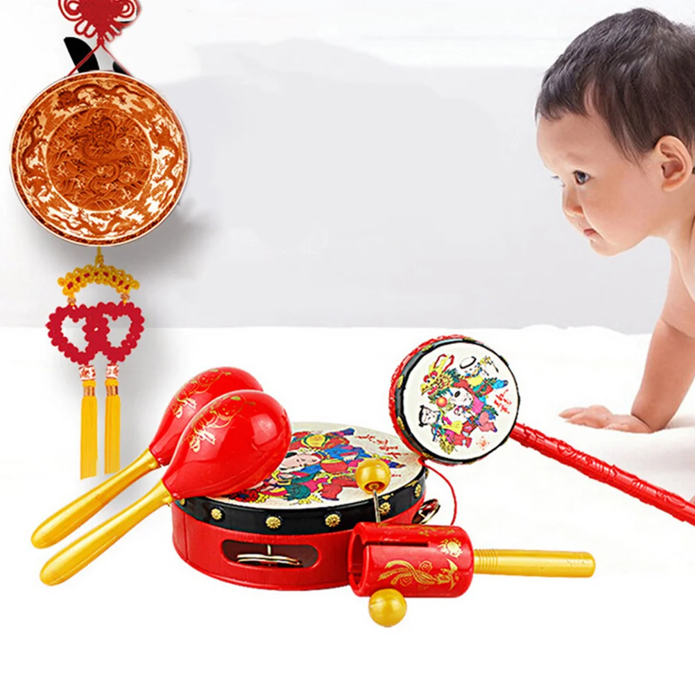 5 stuks Baby Shaker Rammelaar Drums Vroege Educatieve Diverse Kleur Handheld Drum Geluid Baby Coördinatie Speelbal