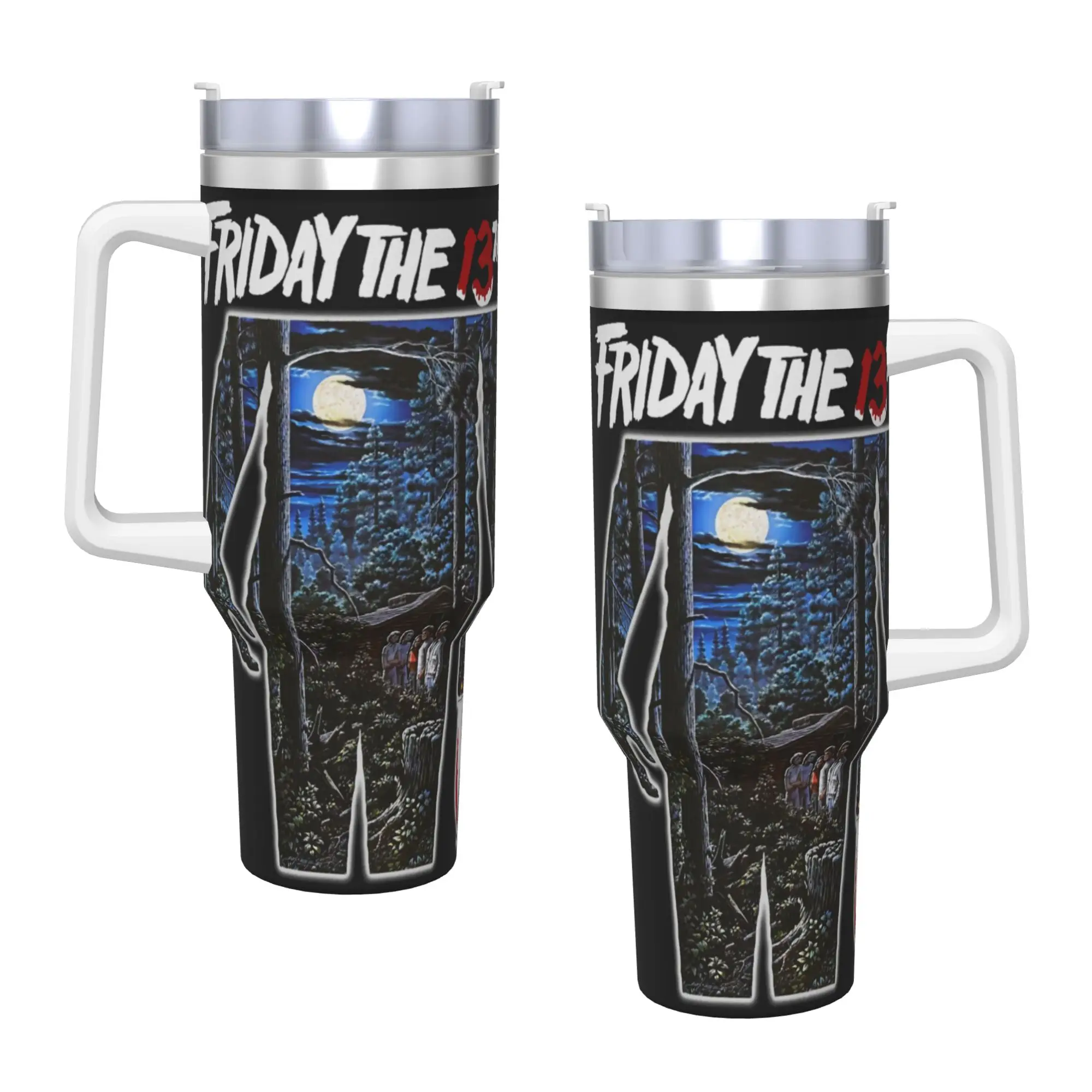 

Stainless Steel Tumbler Friday Jason Voorhees 13th Coffee Mug Leakproof Cold and Hot Car Mugs Travel Design Water Bottle