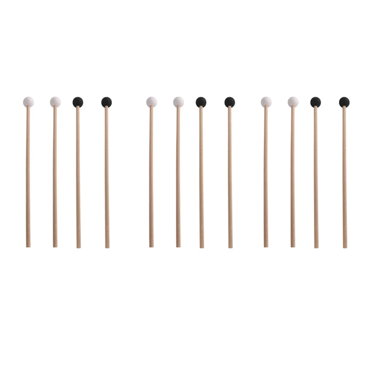 

6 Pairs of Rubber Drumsticks Percussion Instrument Parts Xylophone/Marimba Mallets Hammer -3 Rubber-ABJQ