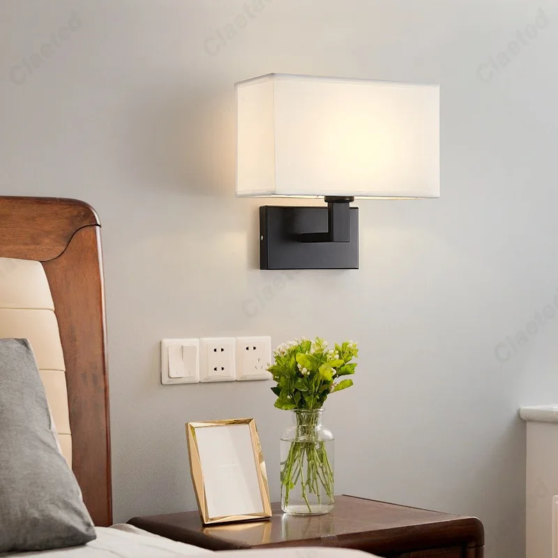 Imagem -04 - Led Ângulo de Rotação Tecido Abajur Luz de Parede Quarto Bedhead Luz de Leitura Sala Corredor Luminária Decorativa E27