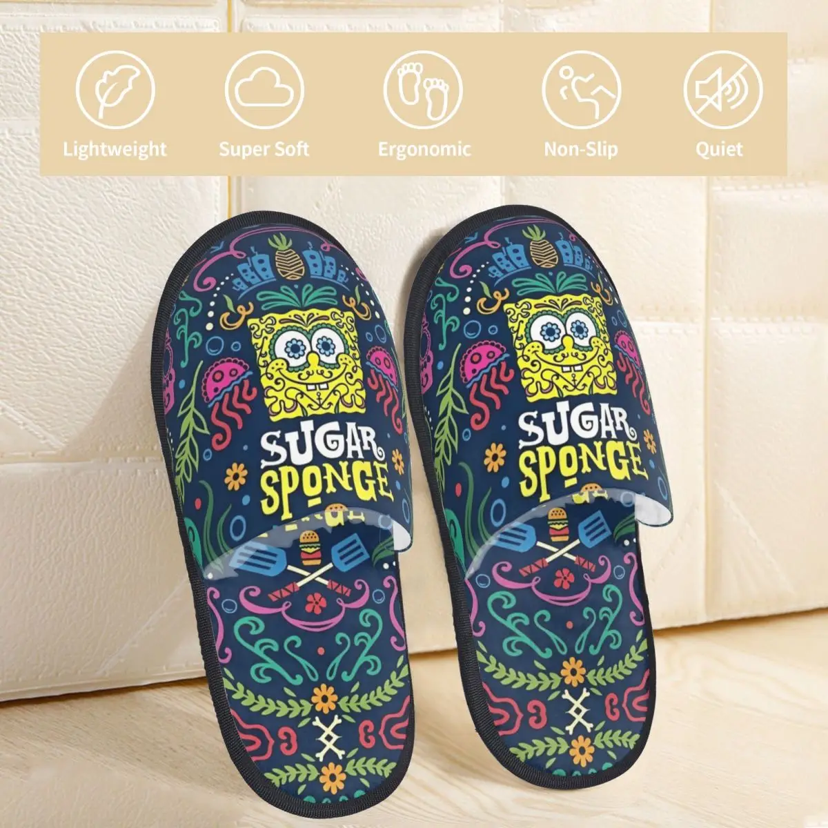 Winter Furry Cotton Slippers SpongeBobed Anime Cartoon Merch Household Fur Slippers Slides Indoor Soft Anti Slip Slides