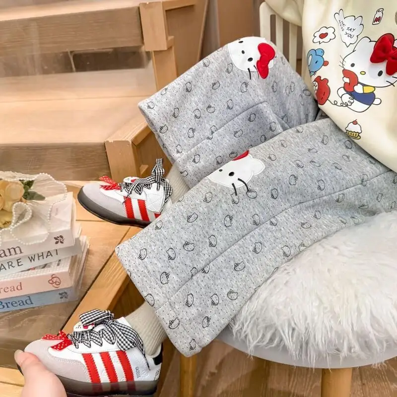 

Sanrio Hello Kitty Flannel Pants For Baby Girls Winter 2025 New Cute Warm Casual Straight Leg Trousers Comfortable Versatile
