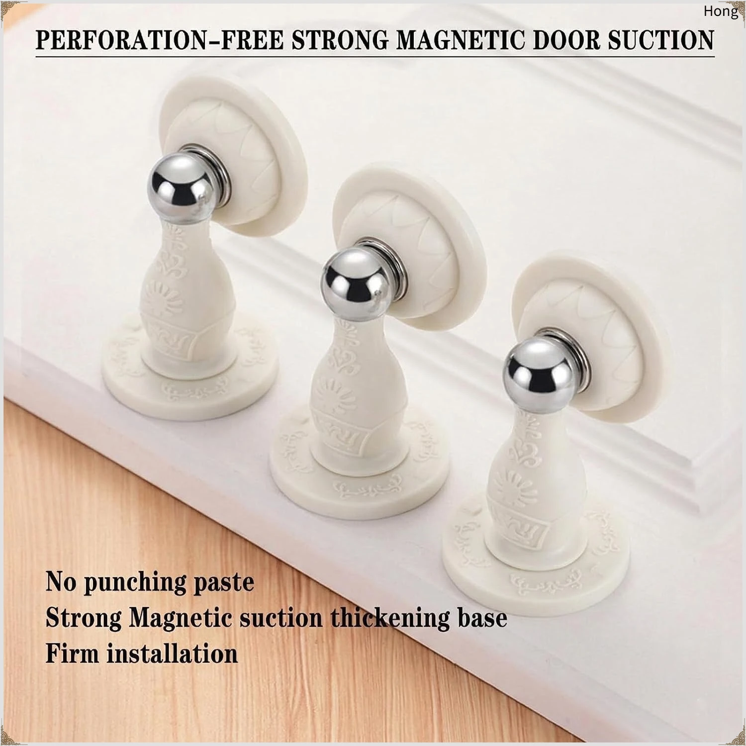 No‑Drill Strong Magnetic Door Stopper, Silicone Anti‑Collision Floor Door Holder, Magnet Door Catch for Bathroom Household
