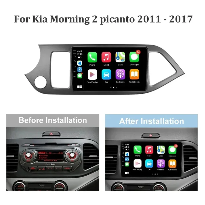 Android 15 Carplay Autoradio Per KIA PICANTO Morning 2011 2012 - 2016 Navigazione GPS Lettore Multimediale stereo wifi + 4G Video Auto