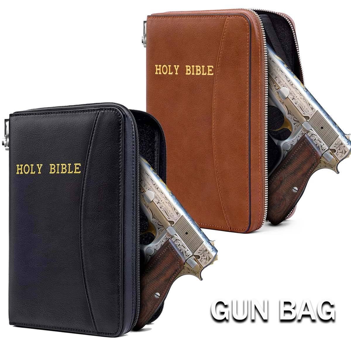 

Tactical Pistol Holster Concealed Carry Gun Pouch Holy Bible Leather Airsoft Soft Pistol Case for 9mm Glock 17 19 Guns Storage