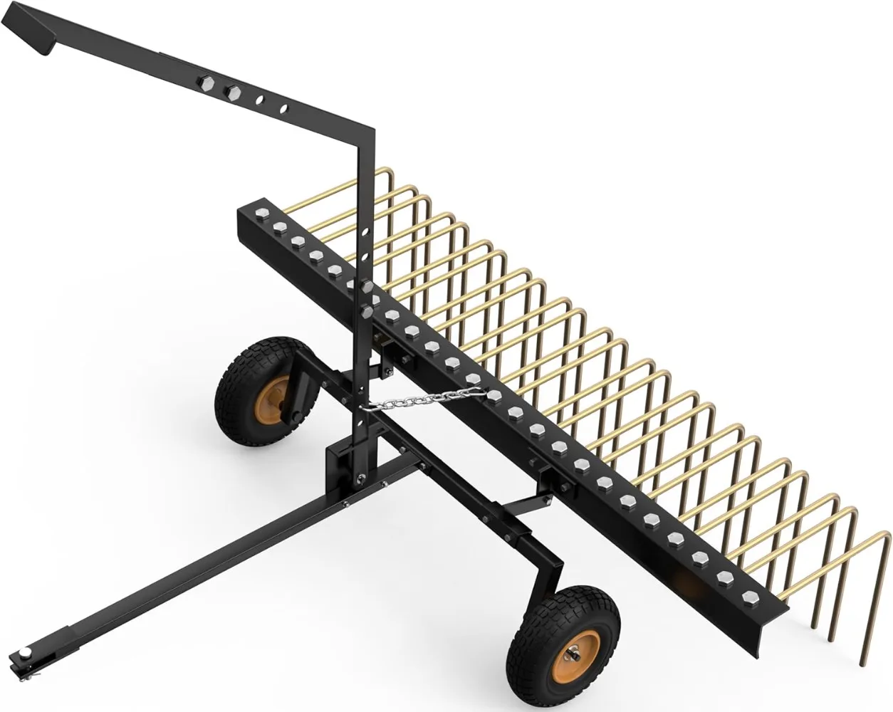 

60-дюймовые грабли для буксировки за стальной сосновой соломой, прочные коррозионностойкие грабли для газона