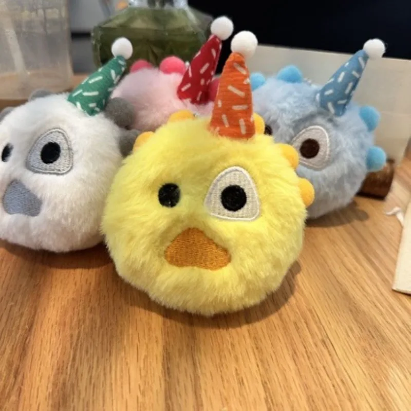 Cute Plush Keychain 4 Pack Kawaii Mini Plush Toy Pendant Party Cone Hat Bag Charm Charm Backpack Decoration Gift for Girls - view 4