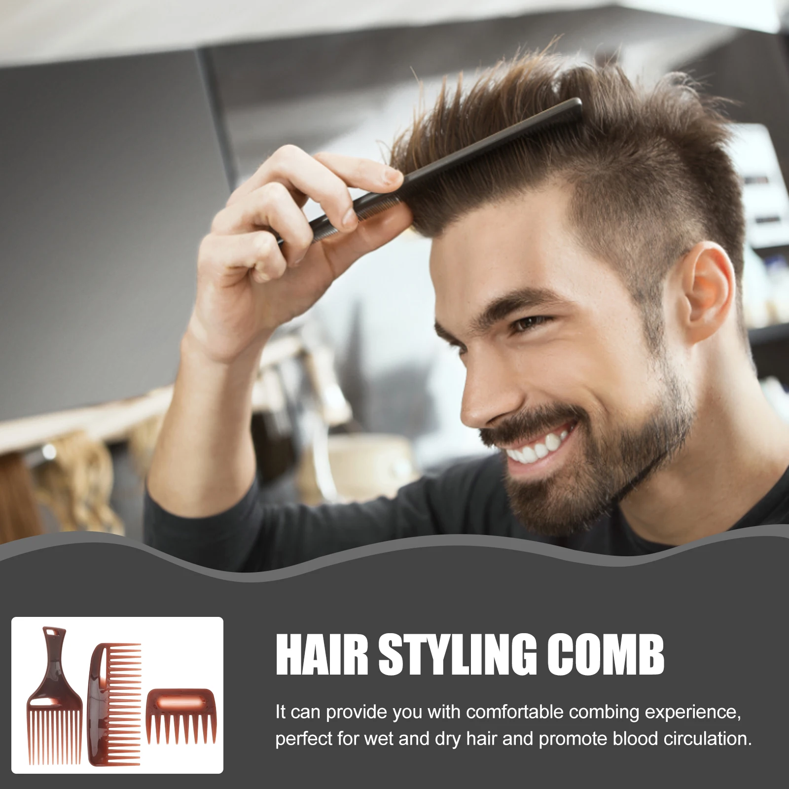 

3 Pcs Comb Set for Pick Comb Men Beard Detangle Styling Cutting Combs ABS Safe Wet Hair Cutting Combs Dry Hair
