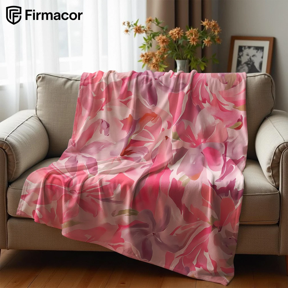Blush Floral Mist Lightweight Microfiber Soft Christmas Fleece Blanket Warm Cozy Throw for Bed Sofa Office Travel All Season