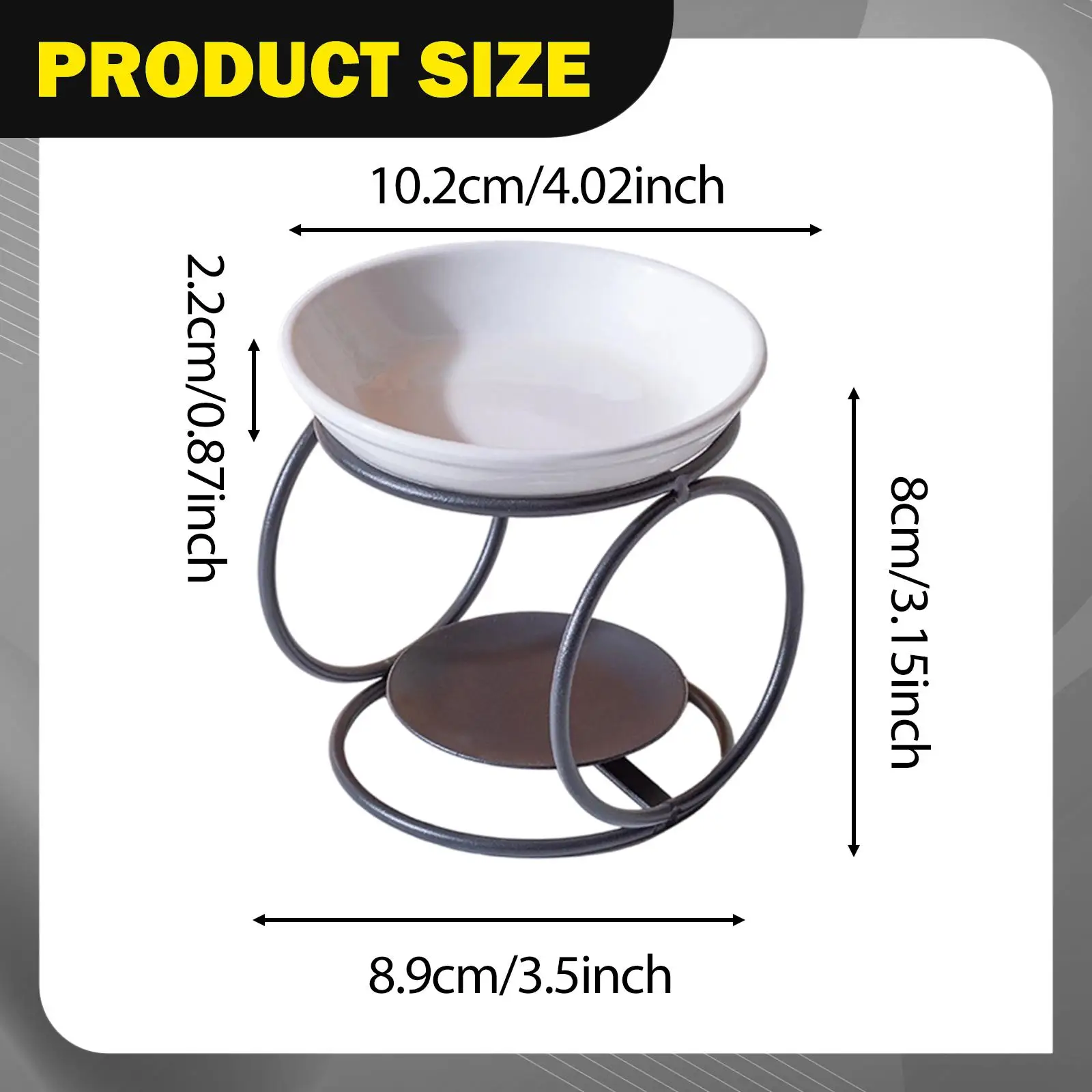 Oil Burner Flame-resistant Ceramic Diffuser Iron Stand Wax Warmer for Home Bedroom Ambiance