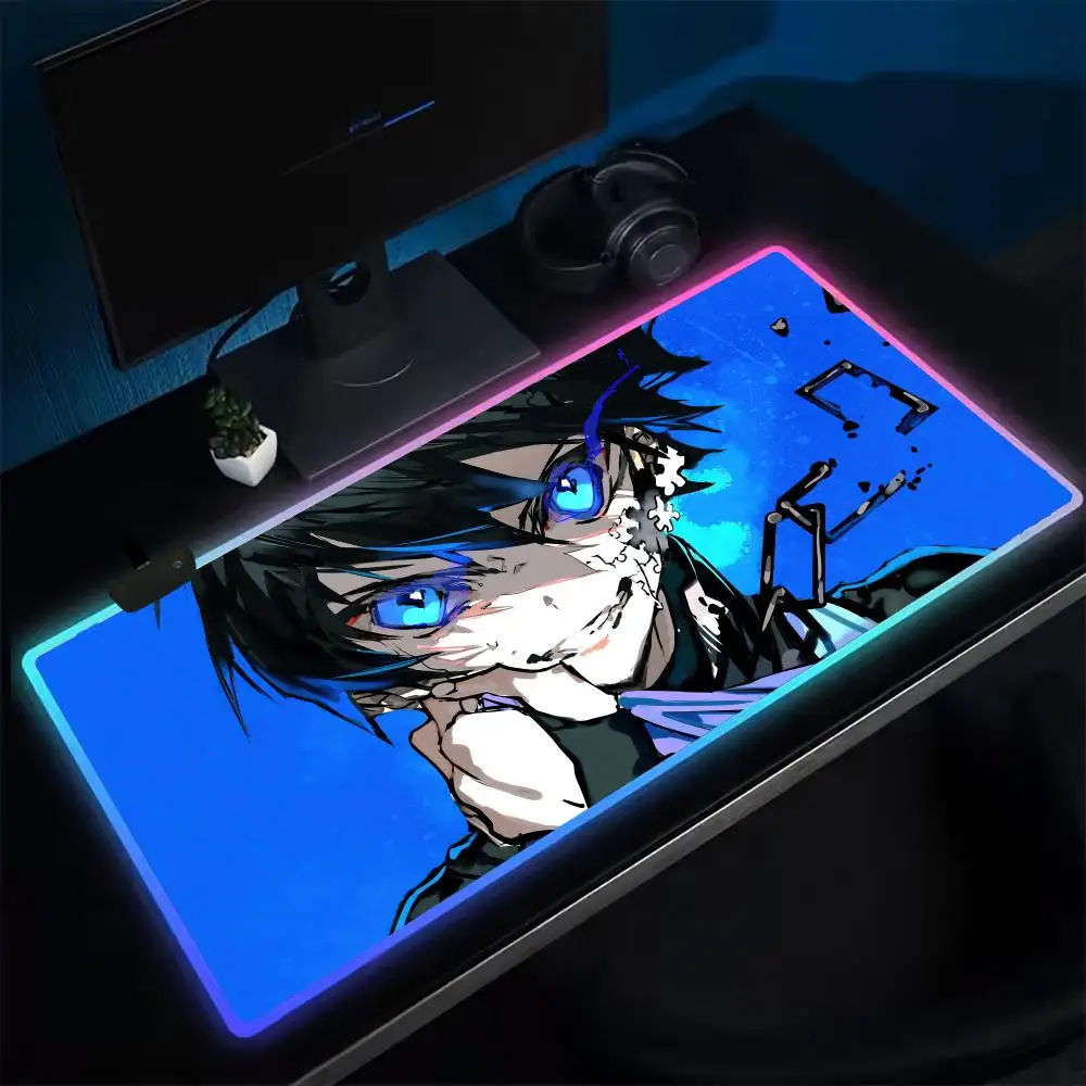 Football B-BLUE LOCK Mouse Pad Anime Gaming Mouse Pad LED Table Pads Backlit Rubber Desktop XXL Mousepad RGB Desk Mats