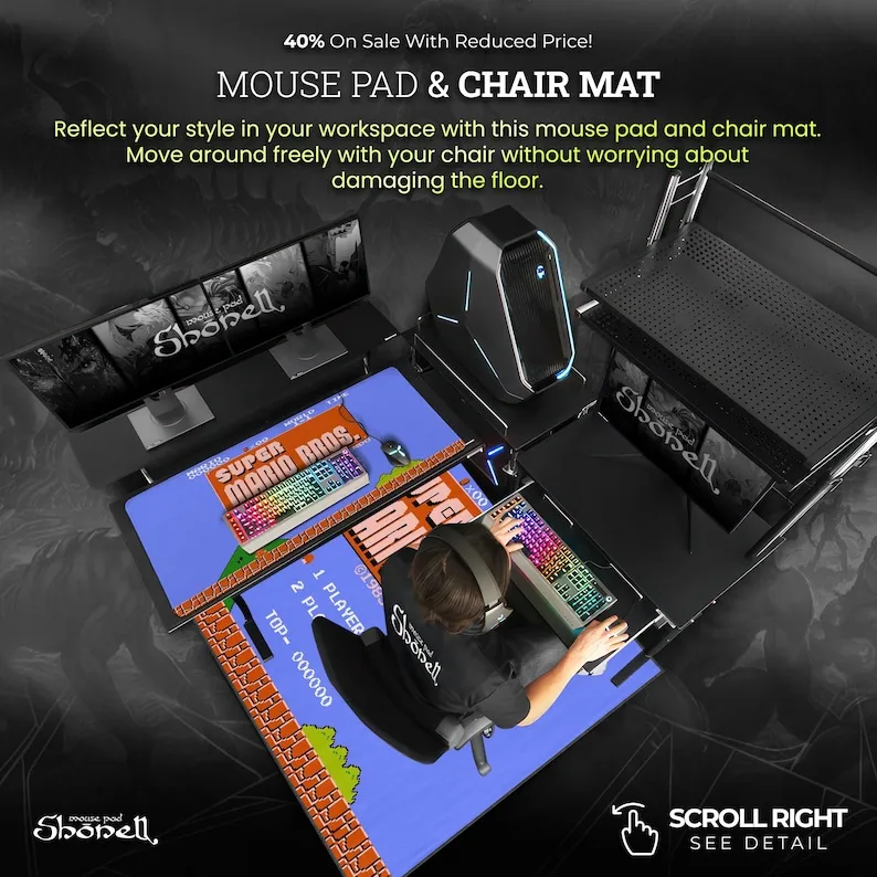 لوحة ماوس Super Mario Bros - سجادة مكتب ألعاب بشاشة عنوان NES Retro، ديكور نينتندو 8 بت، هدية كلاسيكية للاعبين #2