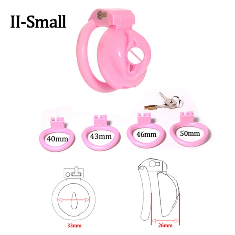 Pink Sissy Penis Lock For Male Small 정조대 Chastity Cage With 4 Sizes Arc Cock Ring 콕링 Lightweight Dick Exercise sextoy For Men