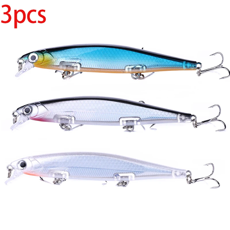 1 Stück Minnow Trolling Angelköder Laser-Hartköder 3D-Augen 11cm 13g Wobbler für Barsch, Hecht, Wolfsbarsch, Sinkender Jerkbait