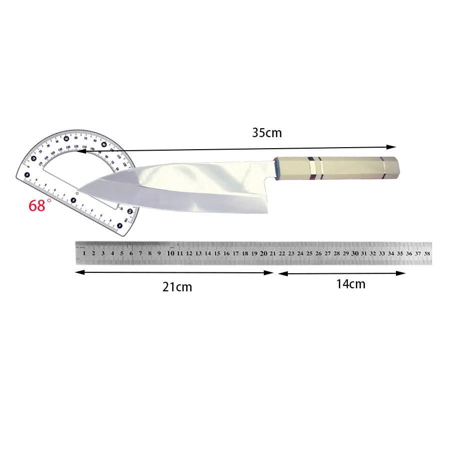 8.3 Inch Deba Knife Single-edged Blade 10Cr15MoV Cleaver Sashimi Slicing Sushi Chopper Fish Head Handmade Forged Kitchen Knives