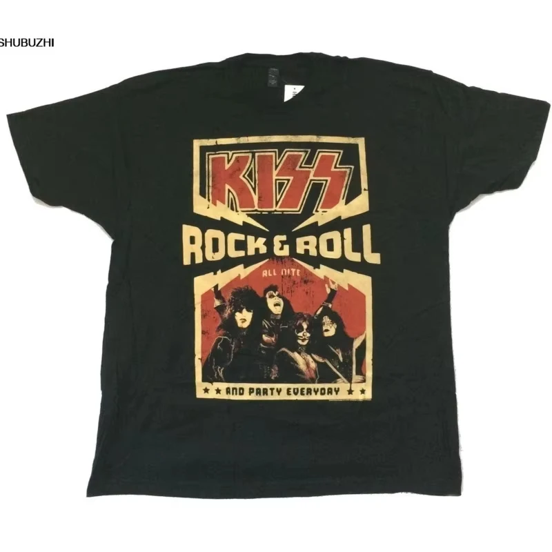 

KISS Rock & Roll All Nite Party Everyday Black T-Shirt New Official Band Merch New Arrival Men T Shirt New sbz1155