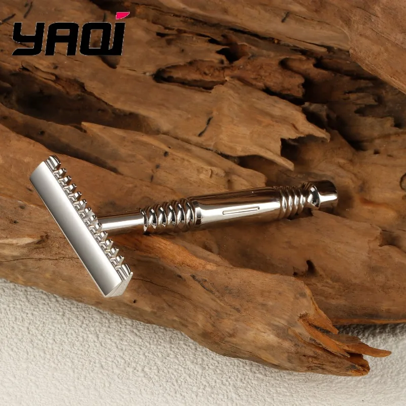 YAQI Romulus Open Comb polierter 316 Edelstahl AC-Klingen Einseitiger Rasierhobel für Herren