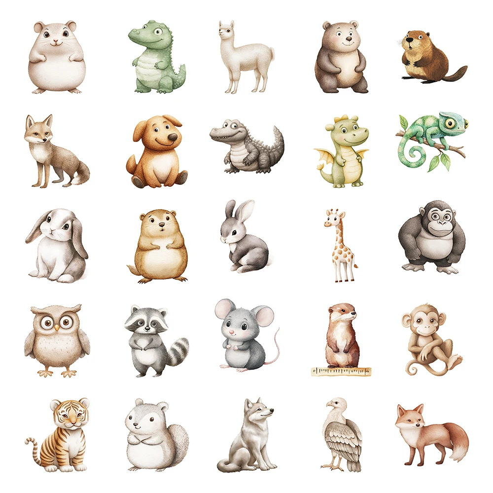 

10/30/50pcs Cute Cartoon Chubby Animal Stickers Funny Watercolor Graffiti Decals DIY Suitcase Phone Scrapbook Sticker Decoration