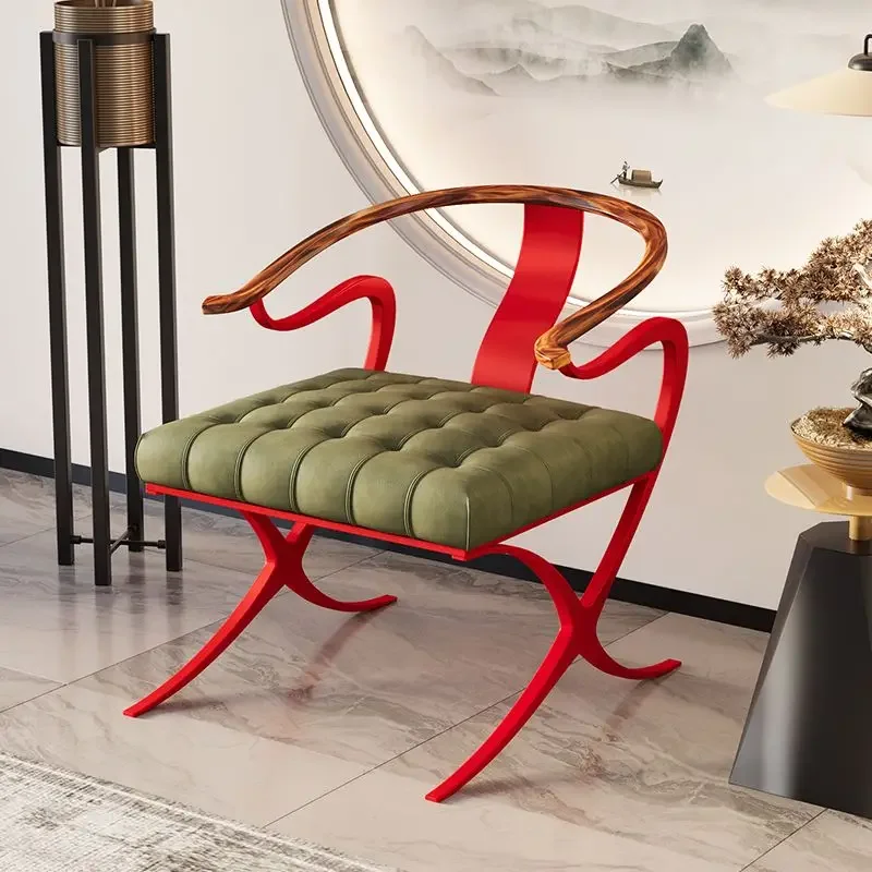 Chair living room leisure hotel villa solid wood cloud crane red silk chair designer single master chair classical