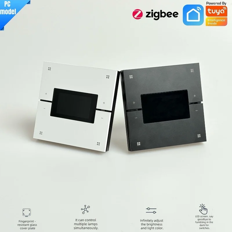 Model PC M9Pro Tuya Zigbee inteligentny przełącznik, inteligentny dom, automatyczny przełącznik scen, ściemnianie, sterowanie zasłonami, wyświetlacz czasu i pogody