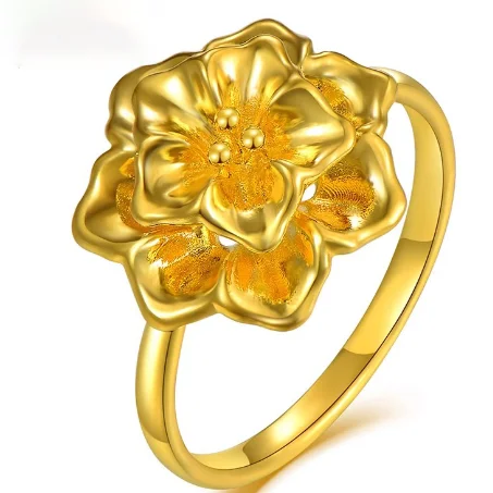 Imagem -04 - Real Ouro Anéis de Casamento Jóias de Ouro 24k Anéis de Ouro Originais para as Mulheres Grandes Anéis de Flores sobre 1g Tamanho Pequeno 4.5 999