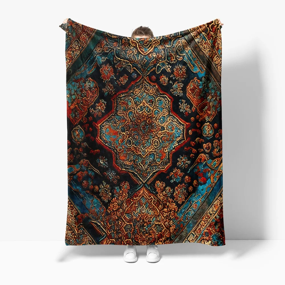 Bohemian Ethnic Pattern Blanket for Sofa Bed Travel Camping Living Room Office Conditioning Blanket for All Seasons Gifts