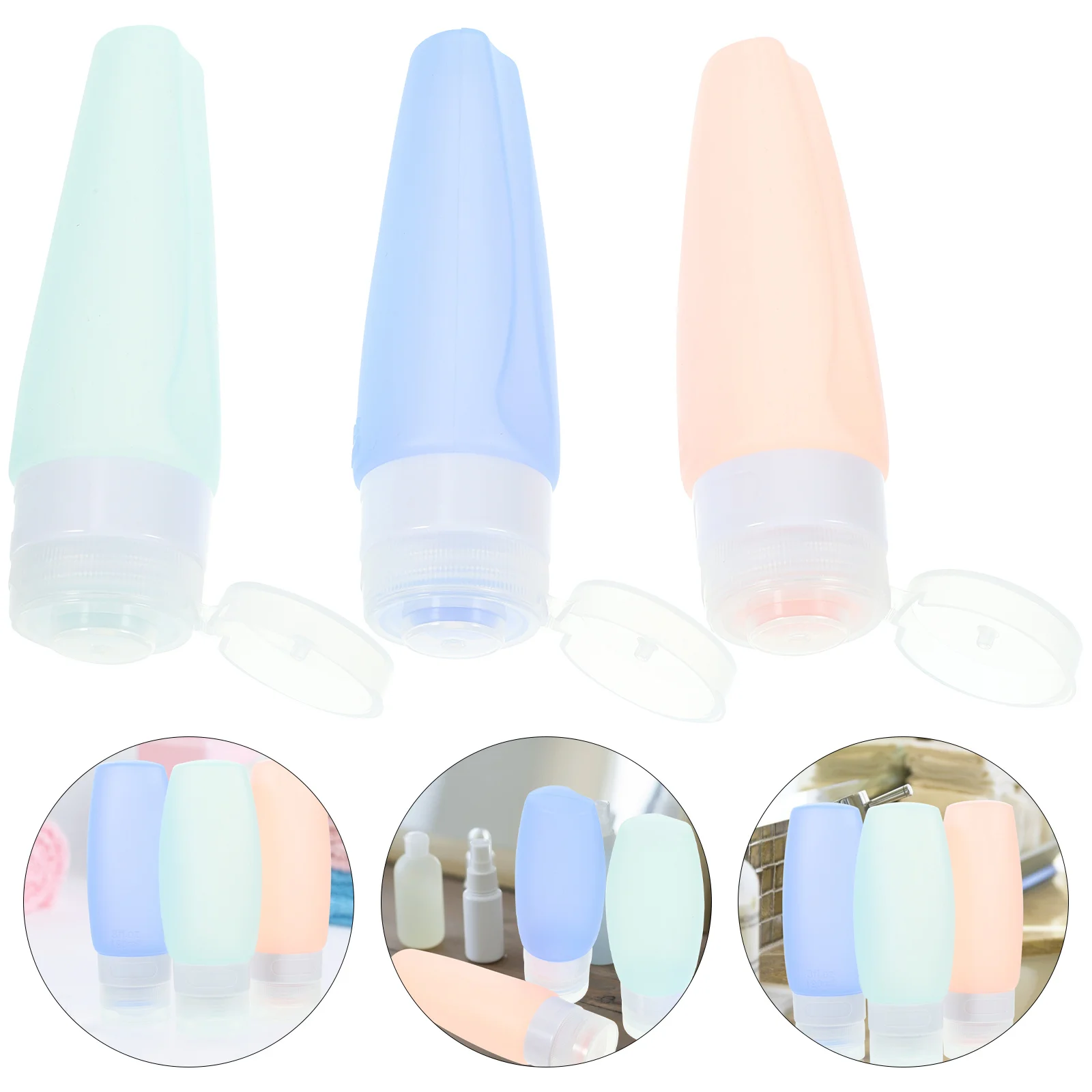 

3Pcs 90ml Travel Size Bottles Silicone Toiletries Containers Leakproof Lightweight Portable Lotion Shampoo Travel Bottles