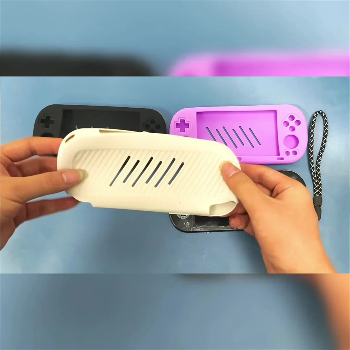 Capa de silicone para console de jogos AU32-Game, capa protetora à prova de quedas e à prova de choque para console de jogos Trimui Smart Pro 5 polegadas preta