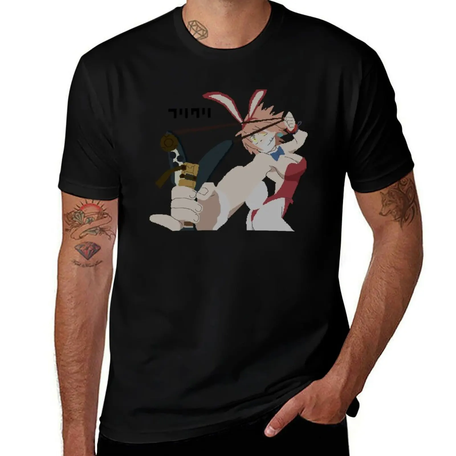 

FLCL Haruko Pixelart T-Shirt oversized graphic tee custom t shirt street wear plain black t shirts men