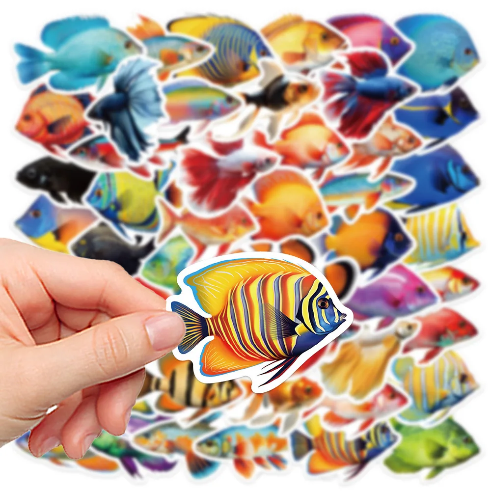 ملصقات كرتونية ملونة لسمك البحر ، قصاصات أدوات مكتبية ، زجاجة ماء ، هاتف ، كمبيوتر محمول ، ملصق ثلاجة ، لعبة ، عالم المحيط ، 10 * ، 50 * #3