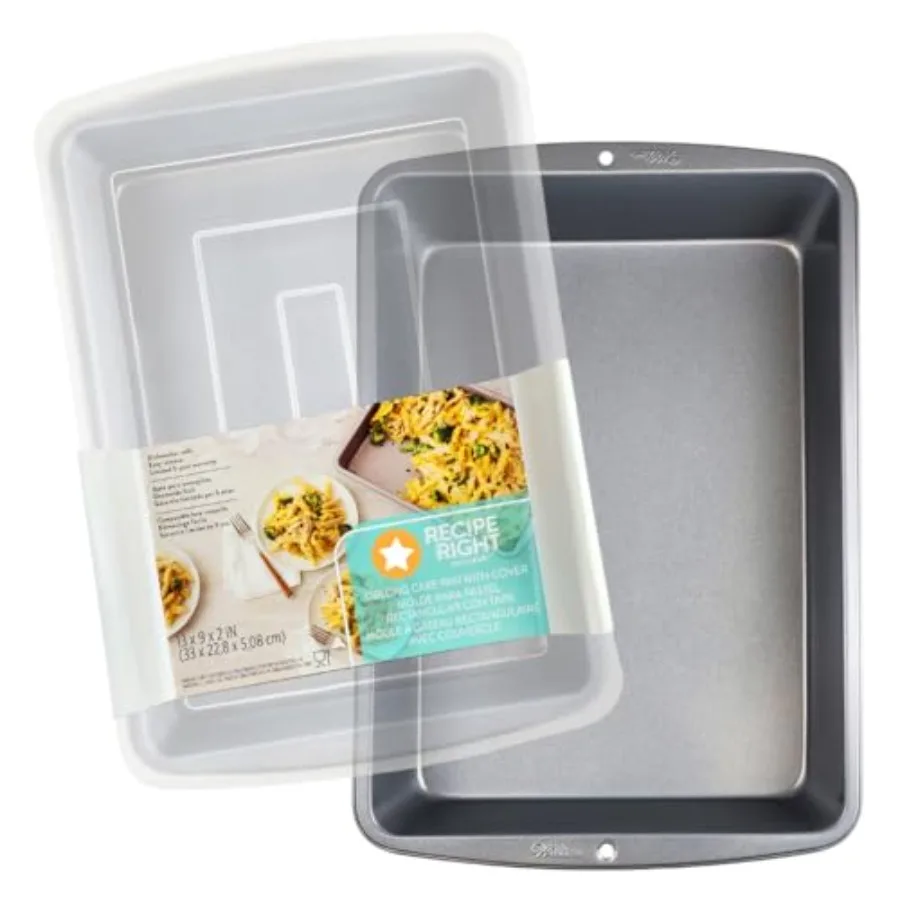 

9x13 Inch Nonstick Rectangular Baking Pan with Lid for Versatile Kitchen Use Ideal for Baking Brownies Sheet Cakes Lasagna and